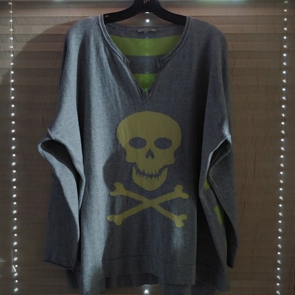Lisa Todd striped skull and crossbones cotton cashmere sweater - Picture 1 of 7